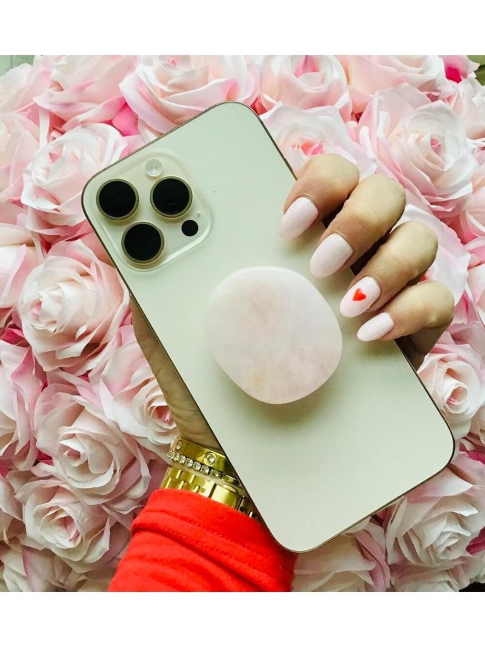 CRYSTALFY Crystal Phone Grip Holder Kickstand Rose Quartz Irregular Natural Edge